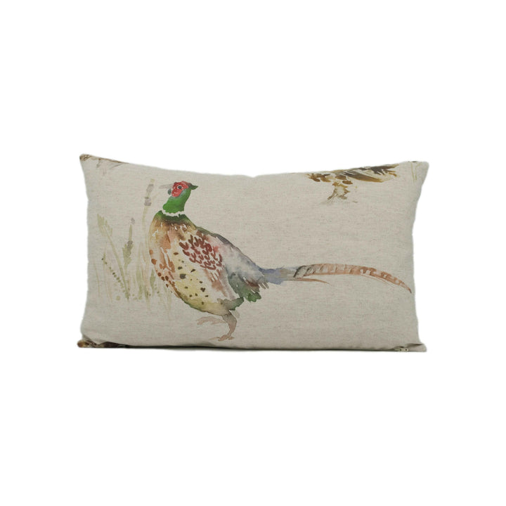 Voyage - Game Birds - Linen - Rustic Countryside Cushion Cover - Watercolour Bird Throw Pillow - Custom Linen Country Pillow Cover Handmade.