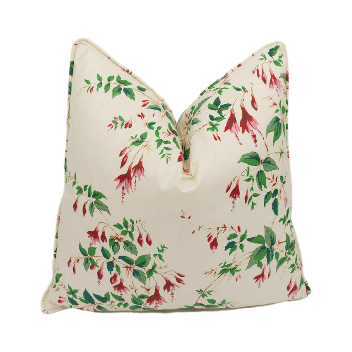 Colefax and Fowler - Fuchsia Chintz - Red - Graceful Delicate Floral Designer Cushion Cover - Handmade Throw Pillow - Luxury Home Décor.