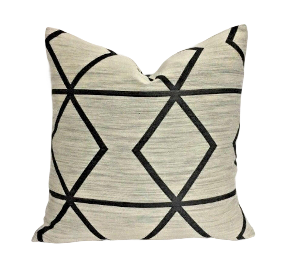 Scion - Pivot - Taupe / Onyx - Stylish Neutral Geometric Cushion Cover - Handmade Throw Pillow Designer Home Decor.