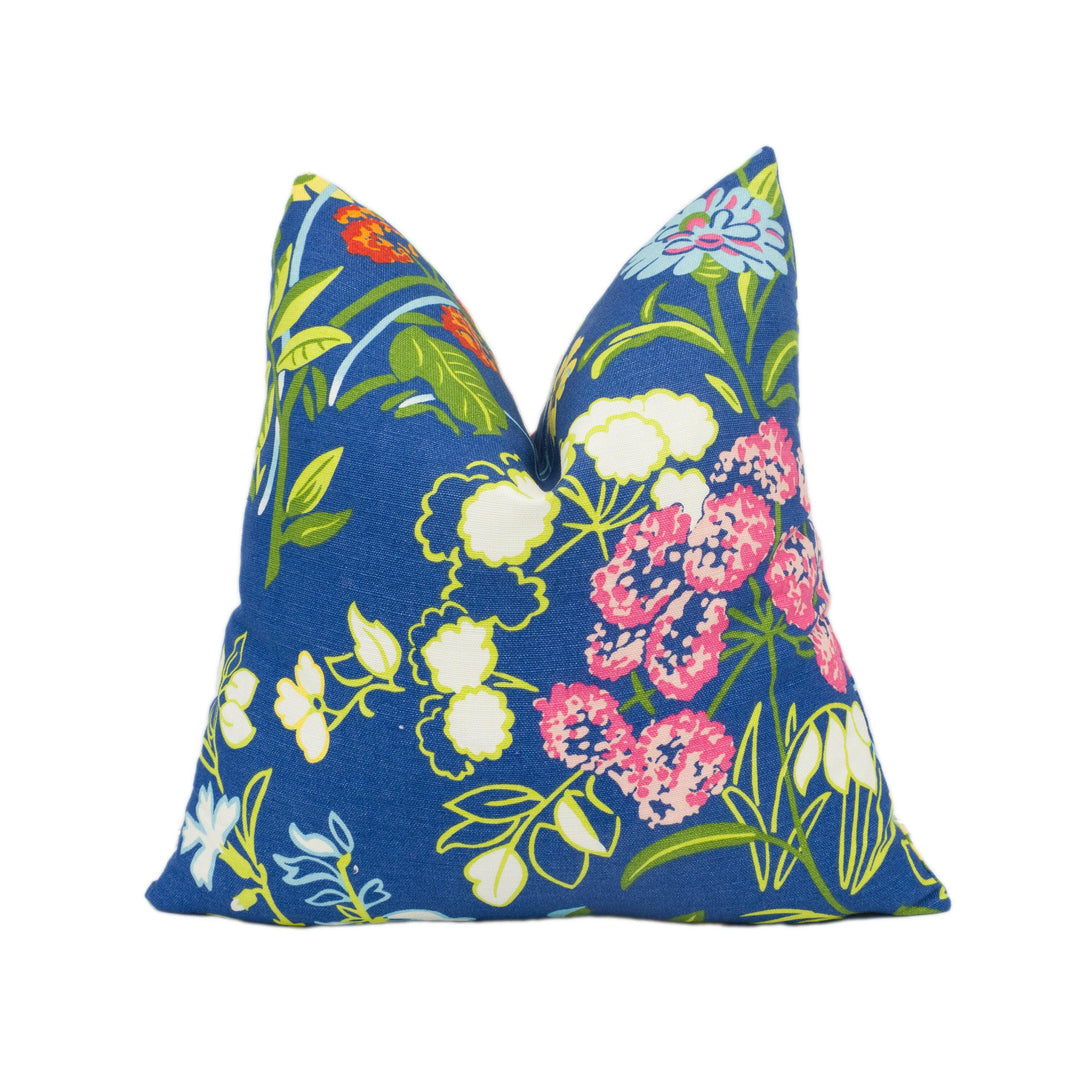 Thibaut - Spring Garden - Navy - Bright Colourful Floral Cushion Cover - Handmade Throw Pillow Designer Home Décor.