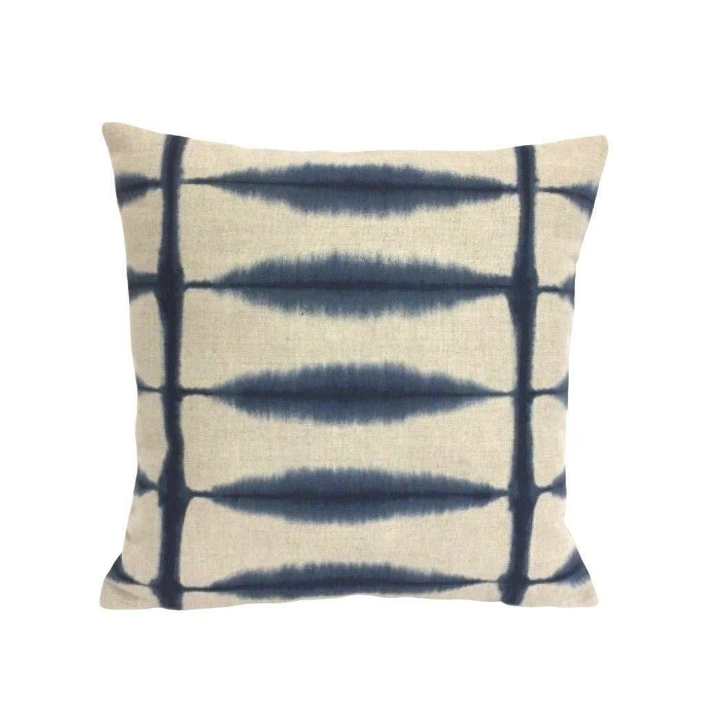 Scion - Shibori - Indigo / Linen - Ancient Japanese Shibori Technique Designer Cushion Cover - Luxury Throw Pillow - Handmade Home Decor.