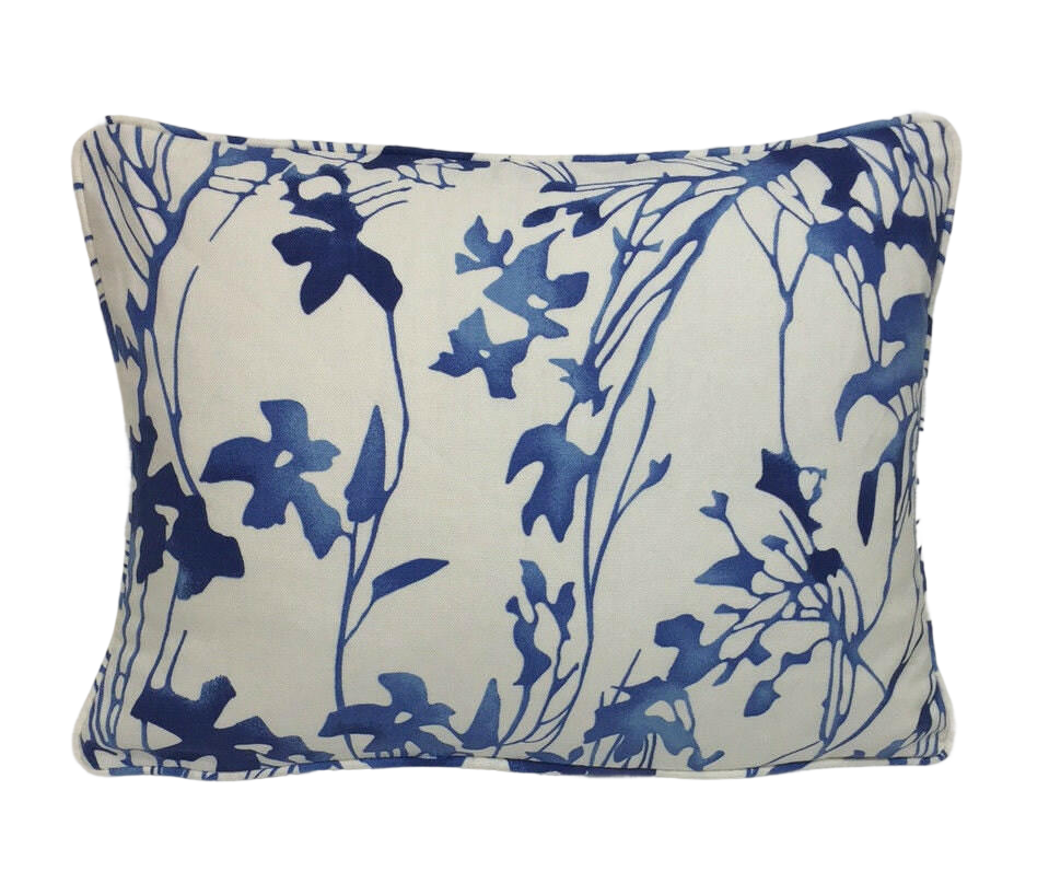 Scion - Hana - Ink / Chalk - Delicate Floral Silhouette Cushion Cover - Handmade Throw Pillow Designer Home Decor Scatter Cushion.