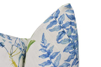 Thumbnail for a close up of a blue and white pillow on a white background