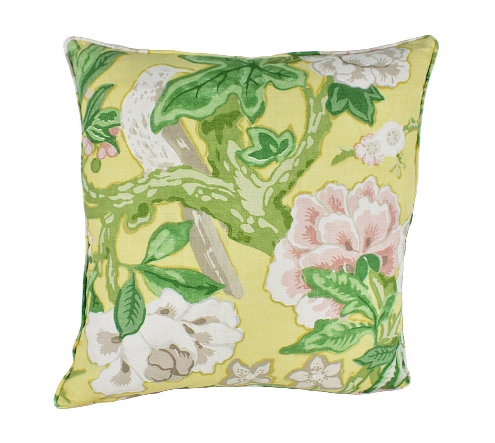 Schumacher / Mary McDonald - Bermuda Blossoms - Yellow - Bold Traditional Floral Cushion Cover - Handmade Throw Pillow Designer Home Decor.
