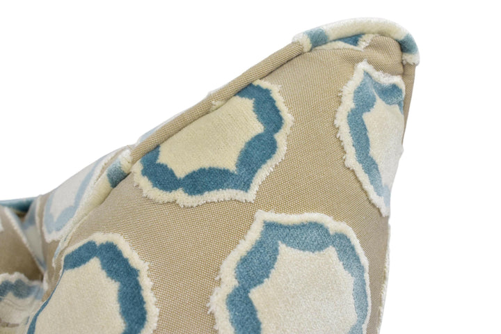 Manuel Canovas - Tiana - Ciel / Ivoire -  Glamorous Polka Dot Designer Cut Velvet Cushion Cover - Luxury Throw Pillow - Handmade Home Decor.