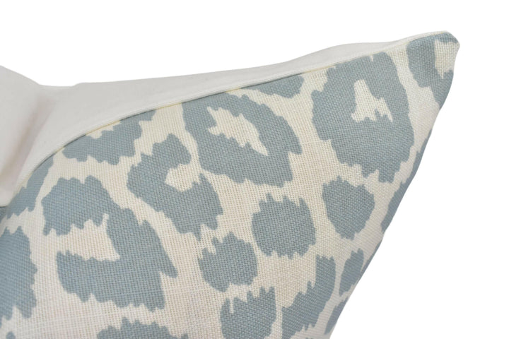 Schumacher - Iconic Leopard - Sky - Chic Animal Print Designer Cushion Cover - Cat Print Throw Pillow Cover - Blue White Pillow.