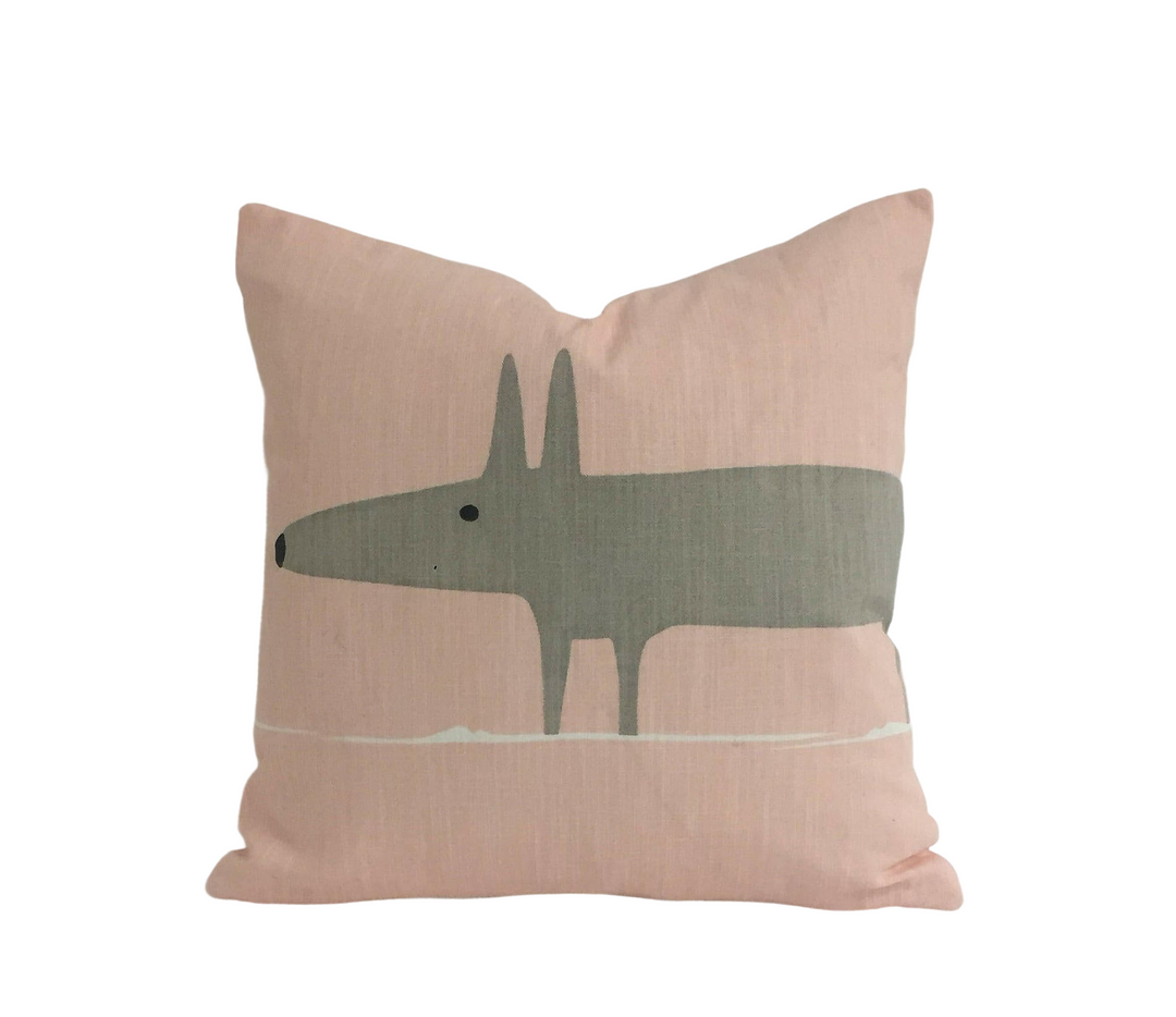 MR FOX - Scion - Blush  - Delicate & Stylish Pink Mr Fox Cushion Cover - Handmade Throw Pillow - Designer Home Decor.