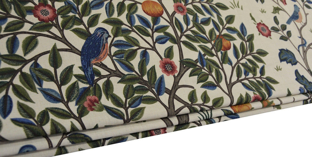 William Morris - Kelmscott Tree - Woad / Wine - Professionally Made Roman Blind Made to Measure.