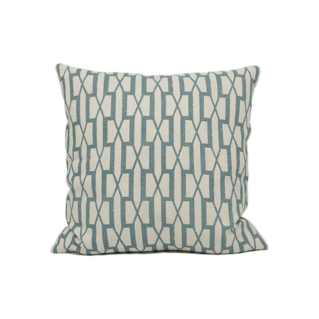 Schumacher - Belvedere - Peacock Blue - Sophisticated Modern Trellis Geometric Cushion Cover - Handmade Throw Pillow - Designer Home Décor.