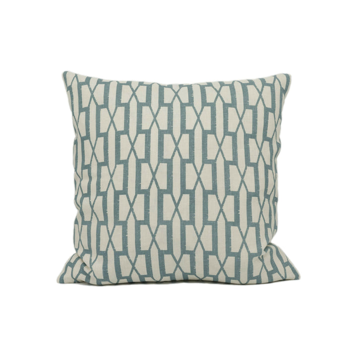 Schumacher - Belvedere - Peacock Blue - Sophisticated Modern Trellis Geometric Cushion Cover - Handmade Throw Pillow - Designer Home Décor.