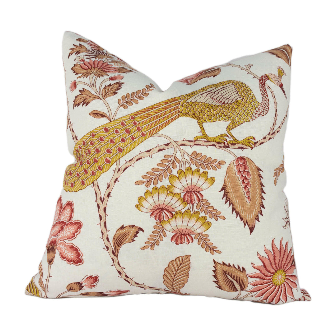 Schumacher - Campagne - Rose & Ochre - Lush Lively French Floral Designer Cushion Cover - Handmade Throw Pillow - Designer Home Decor.