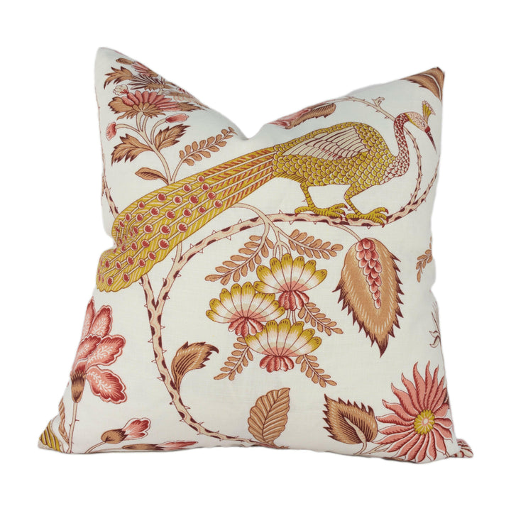 Schumacher - Campagne - Rose & Ochre - Lush Lively French Floral Designer Cushion Cover - Handmade Throw Pillow - Designer Home Decor.