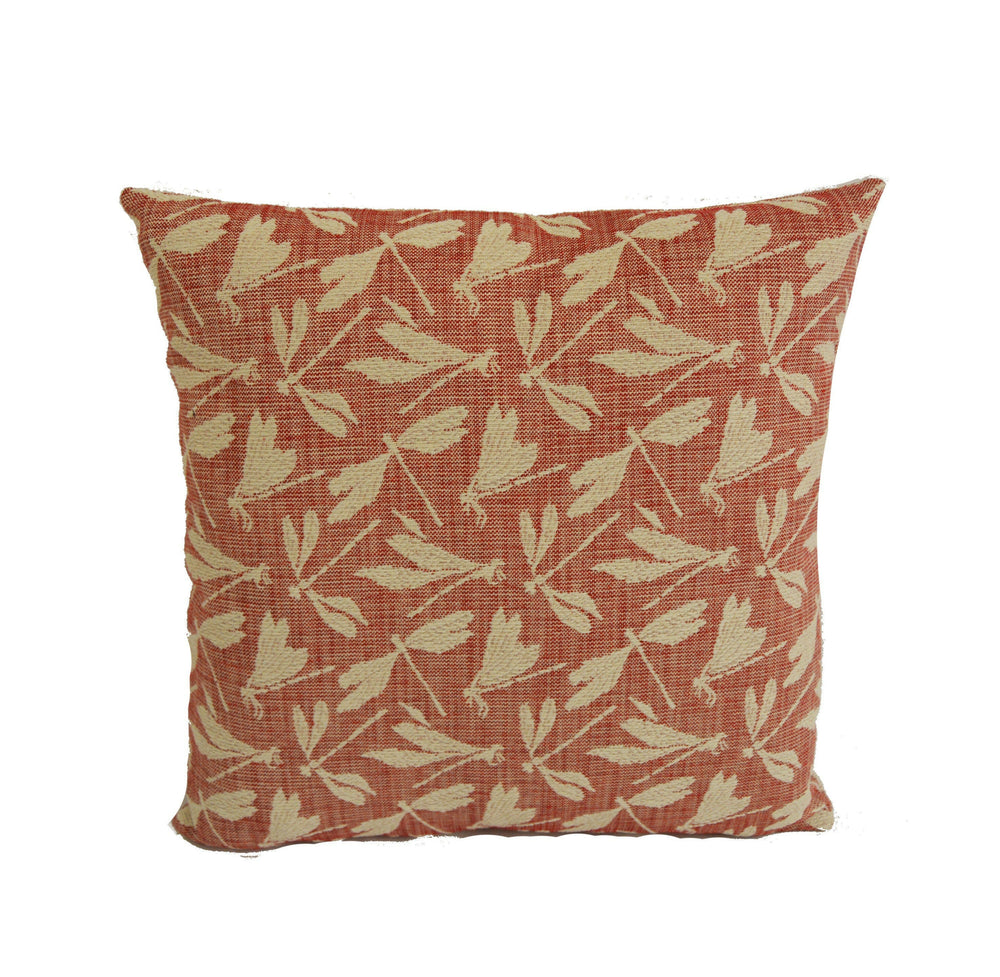Voyage - Meddon - Cherry - Playful Dragonfly Jacquard Fabric Cushion Cover - Handmade Throw Pillow Designer Home Decor.