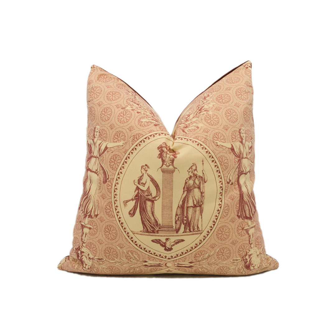 Marvic Textiles - Aphrodite - Red - Vintage Eclectic Toile de Jouy Print Cushion Cover - Handmade Throw Pillow - Designer Home Décor.
