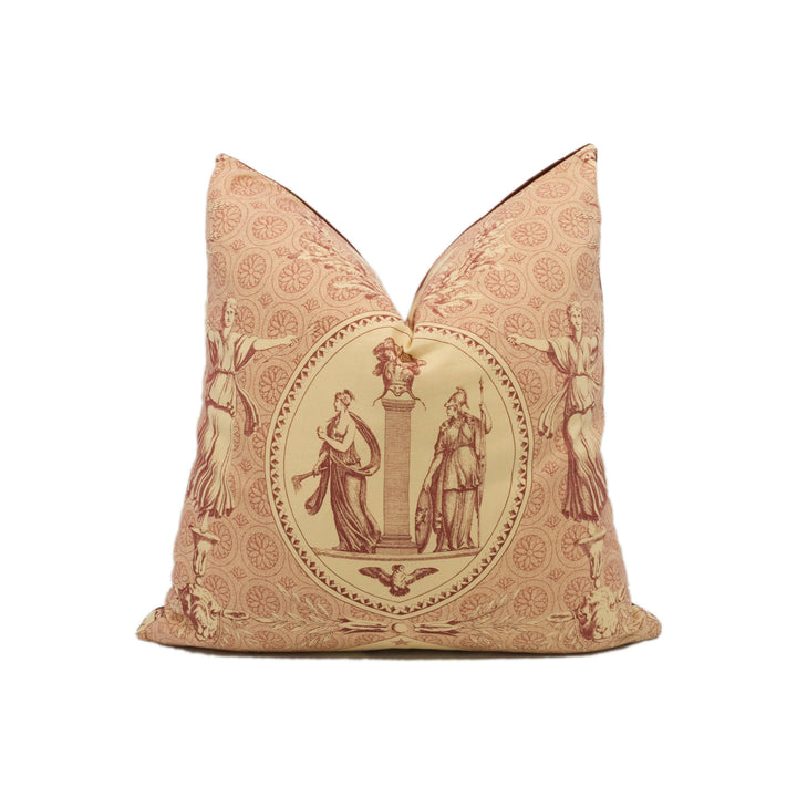 Marvic Textiles - Aphrodite - Red - Vintage Eclectic Toile de Jouy Print Cushion Cover - Handmade Throw Pillow - Designer Home Décor.