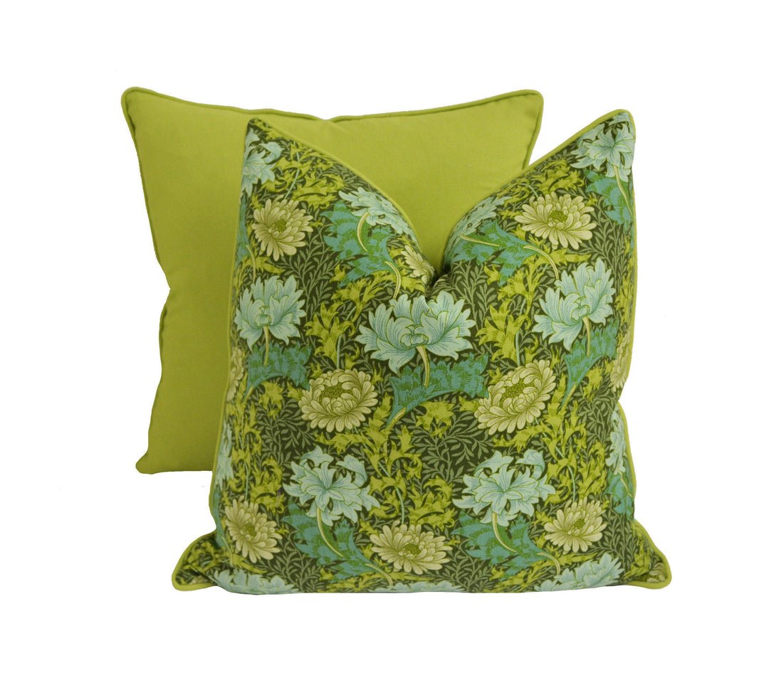 William Morris - Chrysanthemum Minor Vintage 1970's - Contrast Piped Cushion Cover Throw Pillow Designer Home Decor.