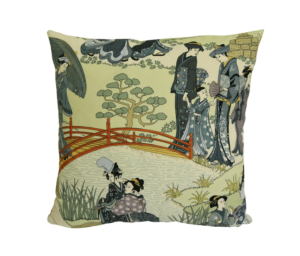 Manuel Canovas - Geishas - Indigo - Intricate Japanese Garden Designer Cushion Cover - Handmade Throw Pillow - Designer Home Decor.
