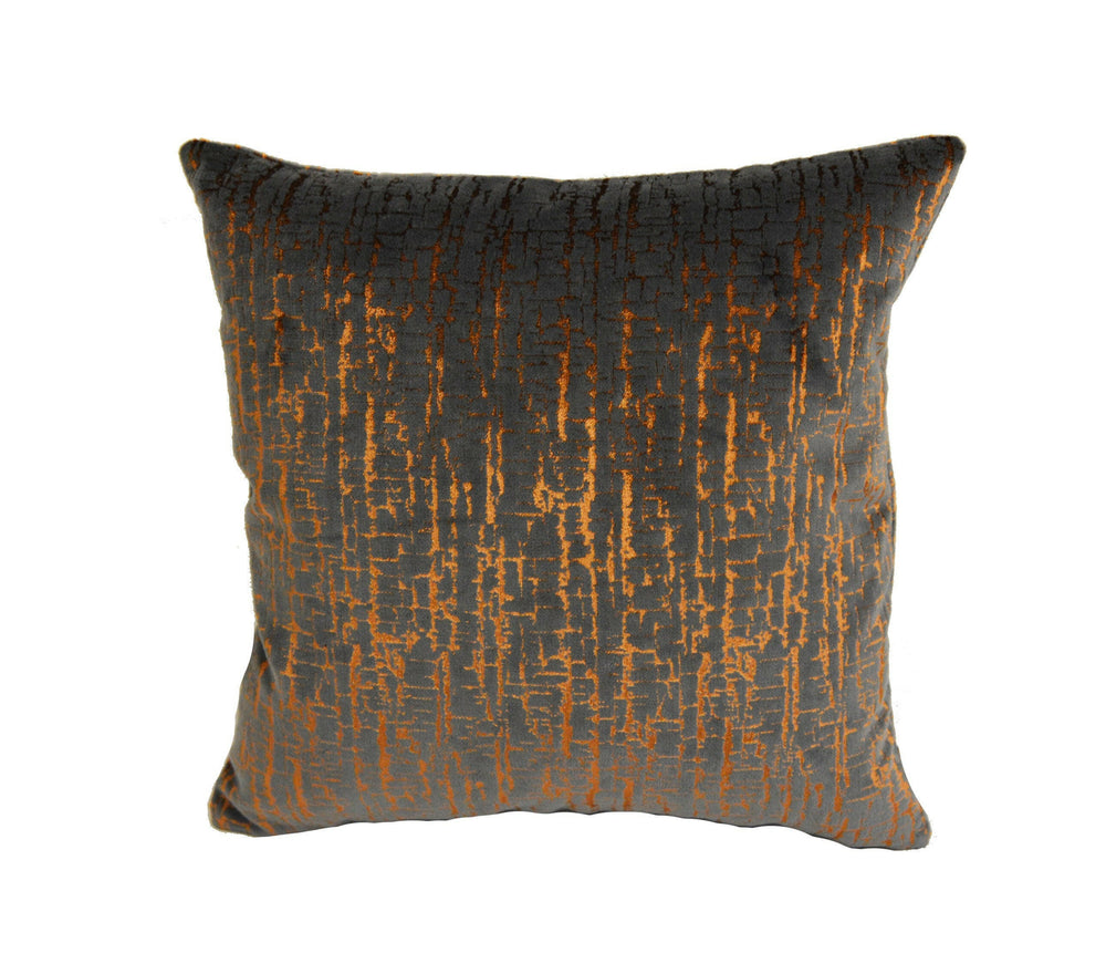 Kai - Adorna - Copper - Mesmerising Metallic Plush Cut Velvet Designer Cushion Cover - Luxury Throw Pillow - Handmade Home Decor.