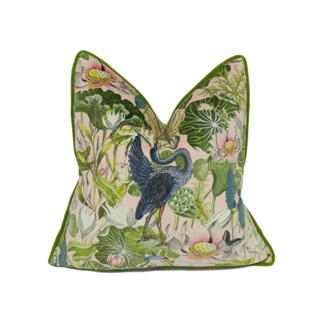 Wedgwood by Clarke and Clarke - Waterlily - Blush Velvet - Tropical Amazon Flora & Fauna Designer Cushion Cover - Luxury Throw Pillow Home.