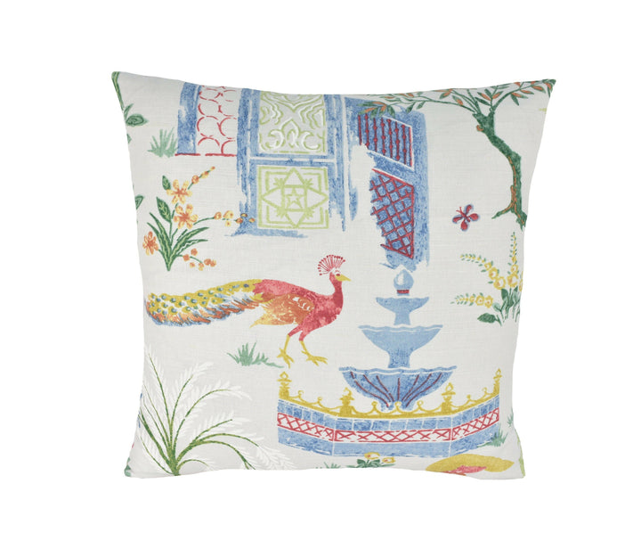 Jane Churchill - Persian Grove - Red / Blue  - Delicate Indian Garden Cushion Cover - Handmade Throw Pillow Designer Home Decor.