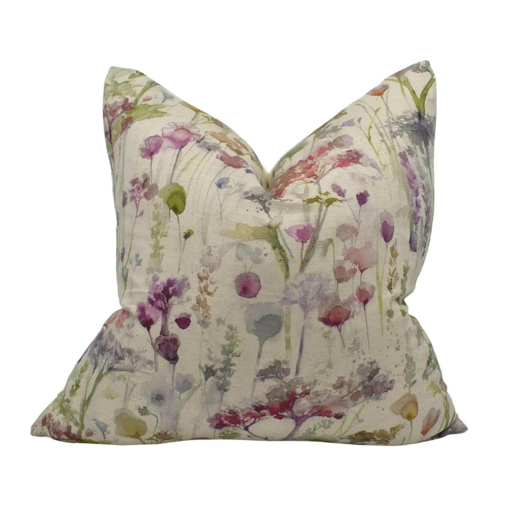 Voyage - Ilinizas - Poppy Natural - Elegant Watercolour Country Meadow Designer Cushion Cover - Luxury Throw Pillow - Handmade Home Decor.