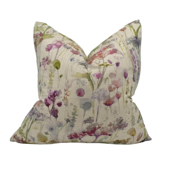 Voyage - Ilinizas - Poppy Natural - Elegant Watercolour Country Meadow Designer Cushion Cover - Luxury Throw Pillow - Handmade Home Decor.