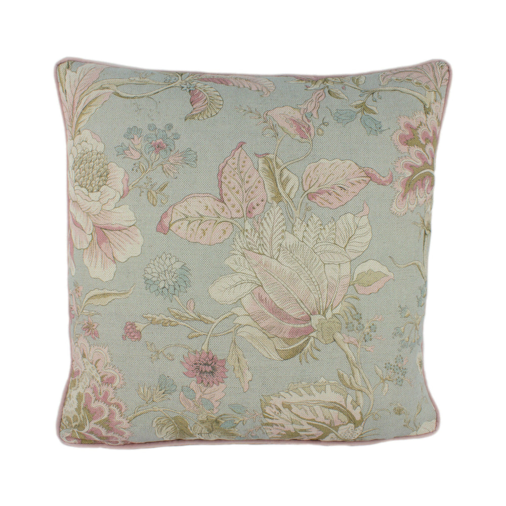 Clarke & Clarke - Sissinghurst - Mineral / Blush - Beautiful Intricate Illustrative Floral Designer Cushion Cover - Luxury Throw Pillow.