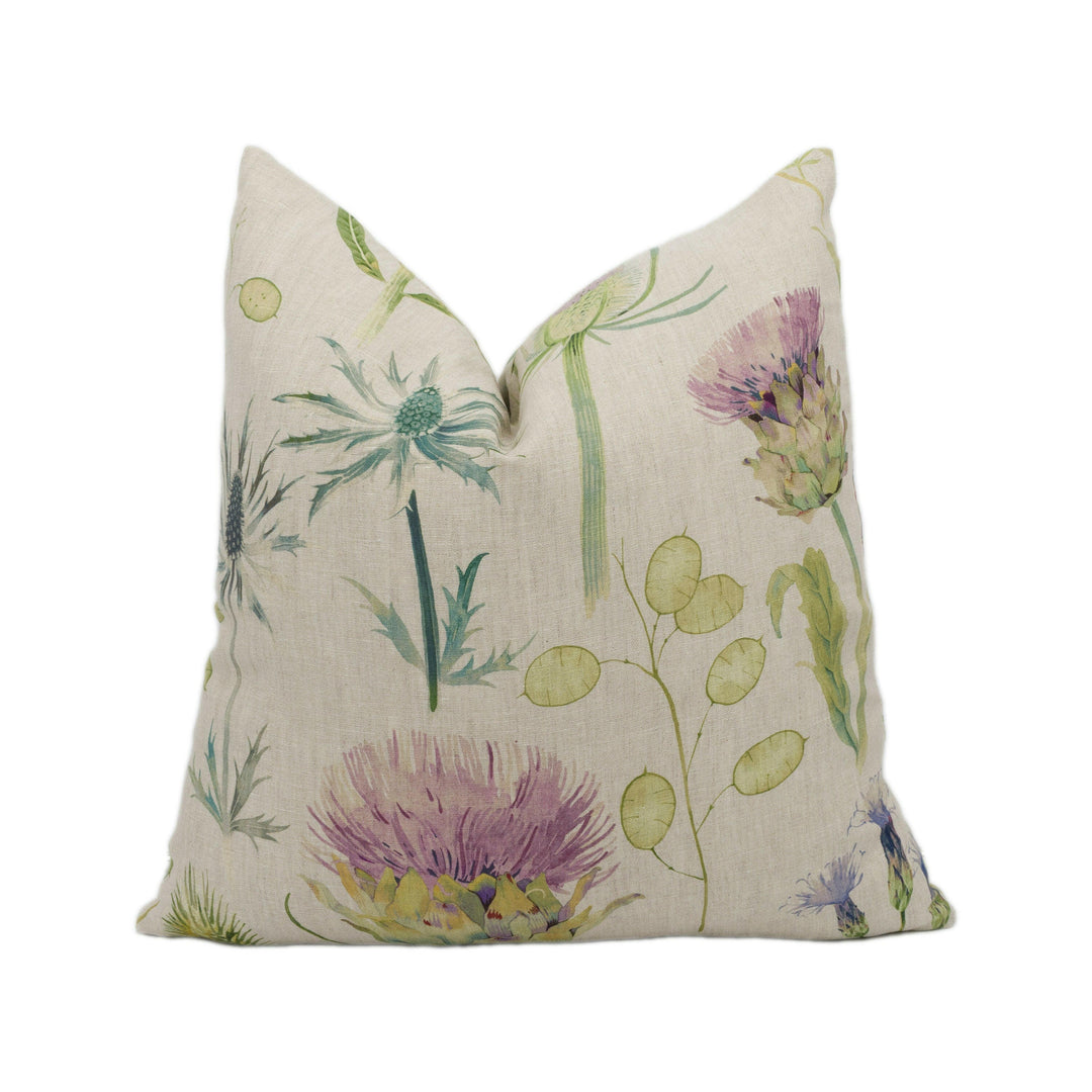 Sanderson - Thistle Garden Linen - Thistle / Fig - Stunning Designer Cushion Cover Home Décor Throw Pillow.