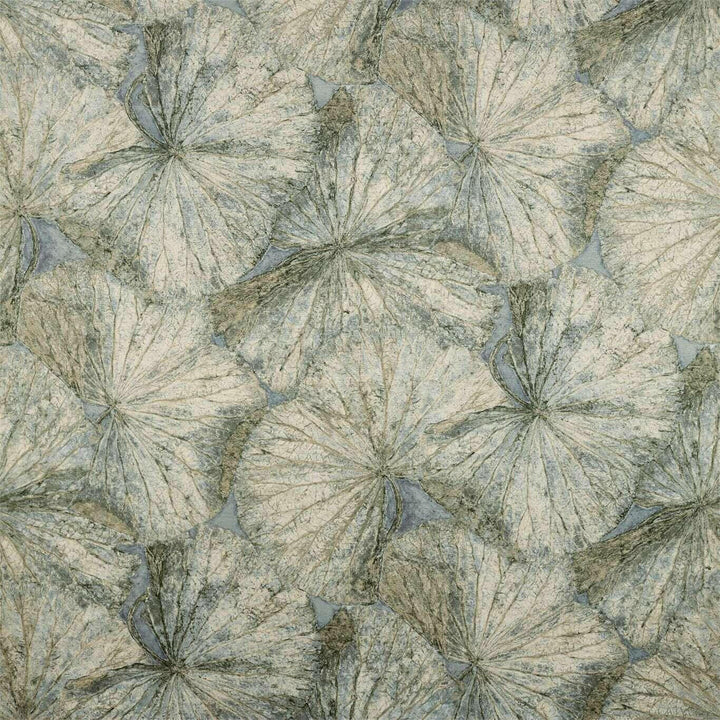 Zoffany - Taisho - Fossil - Lavish Lotus Leaf Velvet Designer Cushion Cover - Luxury Modern Throw Pillow - Handmade High End Home Decor.