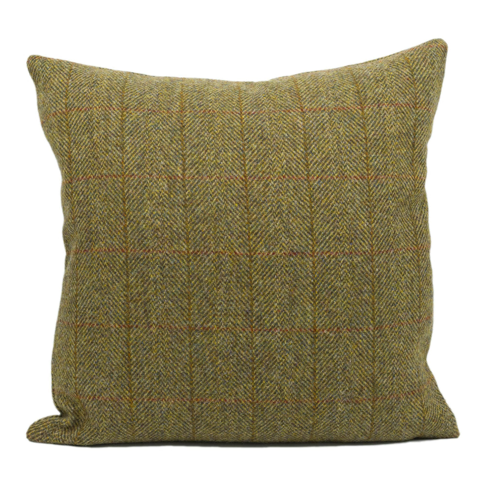 Harris Tweed - Muir / Iain - Olive / Green / Mustard  - Classic Cosy Woollen Cushion Cover - Handmade Throw Pillow - Designer Home Décor.