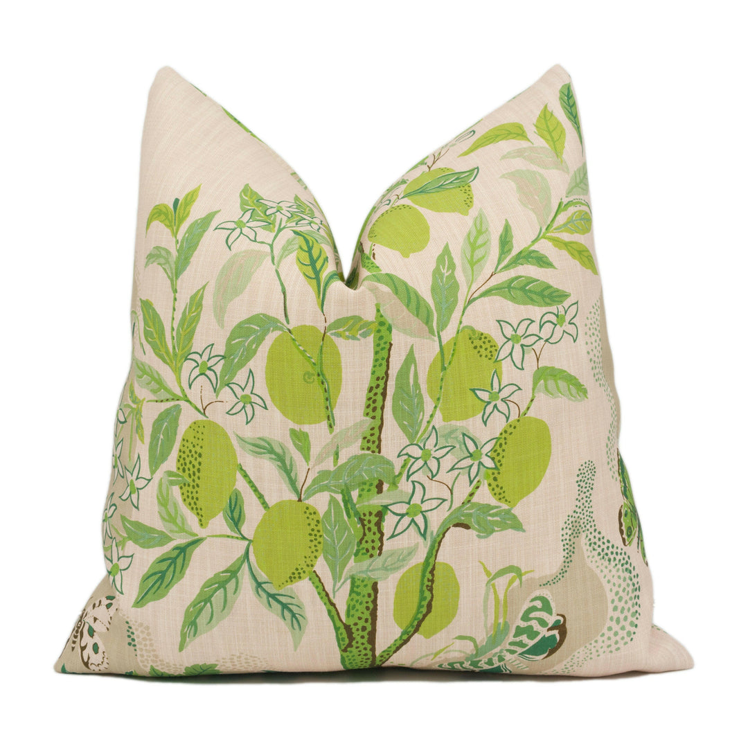 Schumacher - Citrus Garden - Leaf - Whimsical Fruit Trees - Designer Cushion Cover - Handmade Throw Pillow Luxury Décor.