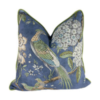 Thumbnail for Anna French for Thibaut - Villeneuve - Navy - Antique Avant Garde Bird Designer Cushion Cover - Luxury Throw Pillow - Handmade Home Decor