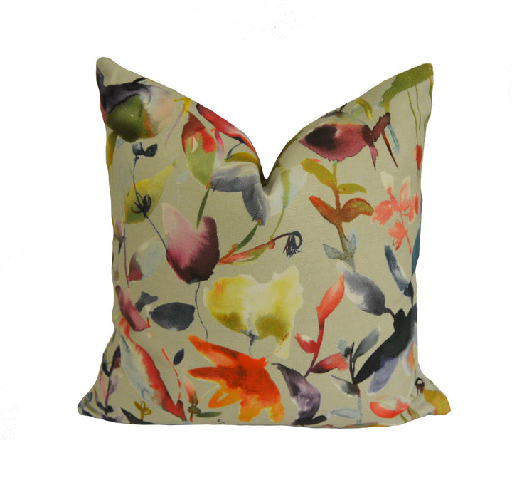 Voyage - Jayin - Cashew - Playful Watercolour Floral Cushion Cover - Handmade Throw Pillow Designer Home Decor.