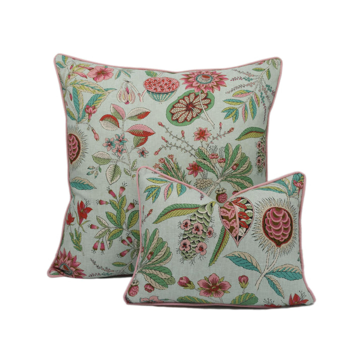 Schumacher - Roca Redonda - Mineral & Pink - Bubblegum Floral Chic Designer Cushion Cover - Handmade Throw Pillow - Luxury Home Decor.
