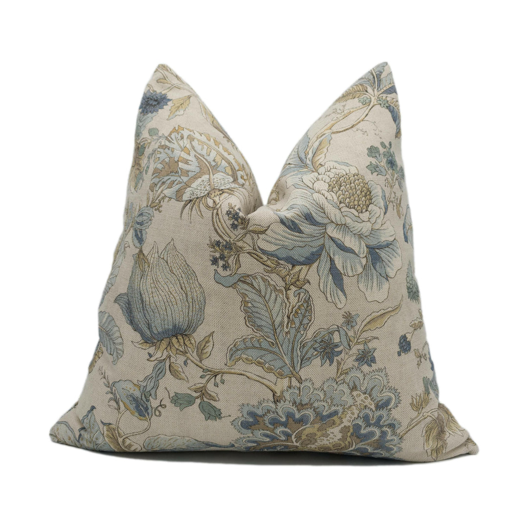 Clarke & Clarke - Sissinghurst - Eau De Nil - Beautiful Illustrative Floral Designer Cushion Cover - Luxury Throw Pillow Handmade.