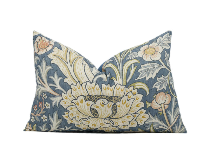 William Morris - Trent - Woad Blue - Rich Vibrant English Garden Floral Designer Cushion Cover - Luxuy Throw Pillow - Handmade Home Decor.
