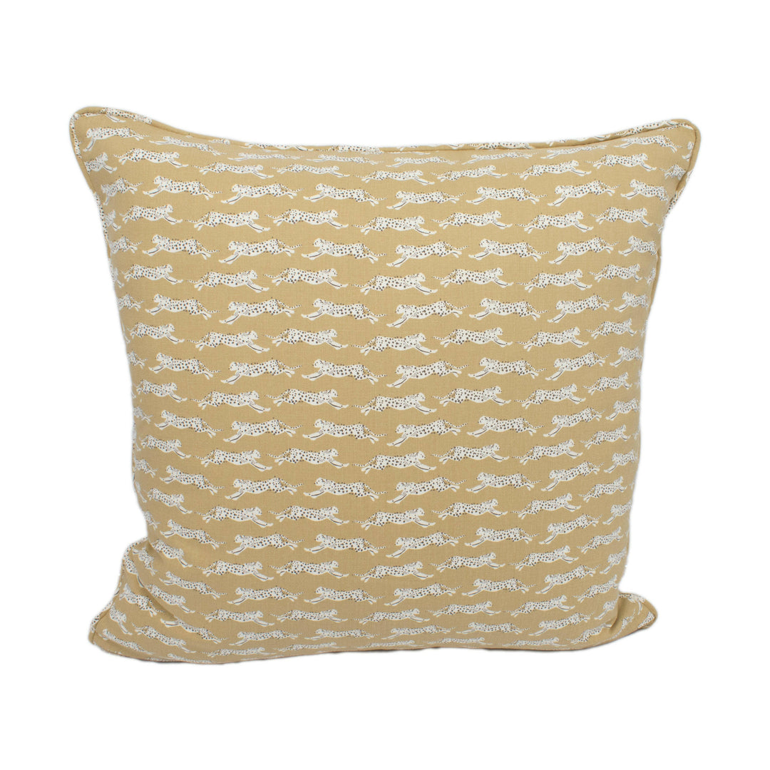 Schumacher - Leaping Leopards - Sand - Sleek Chic Designer Leopard Cushion Cover - Handmade Throw Pillow - Luxury Home Decor.
