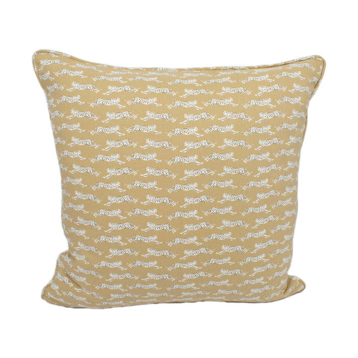 Schumacher - Leaping Leopards - Sand - Sleek Chic Designer Leopard Cushion Cover - Handmade Throw Pillow - Luxury Home Decor.