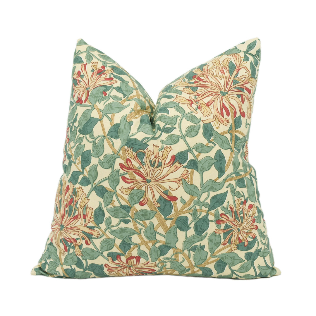 William Morris - Honeysuckle - Cream / Wine - Stunning Classic English Designer Cushion Cover Home Décor Throw Pillow.