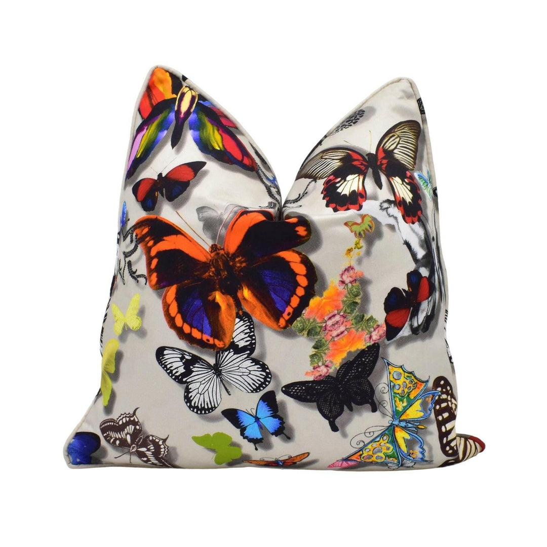 Designers Guild x Christian Lacroix - Butterfly Parade - Daim - Expressive Artistic Designer Butterflies Cushion Cover - Luxury Throw Pillow.