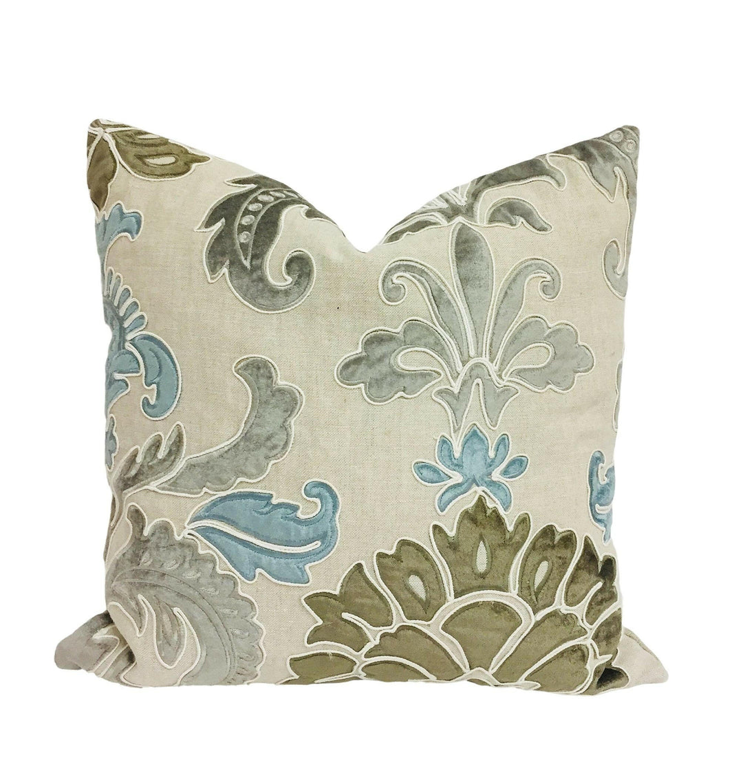 Manuel Canovas - Rosa - Glacier - Stunning High Quality Embroidered Designer Cushion Cover - Handmade Throw Pillow Home Decor.