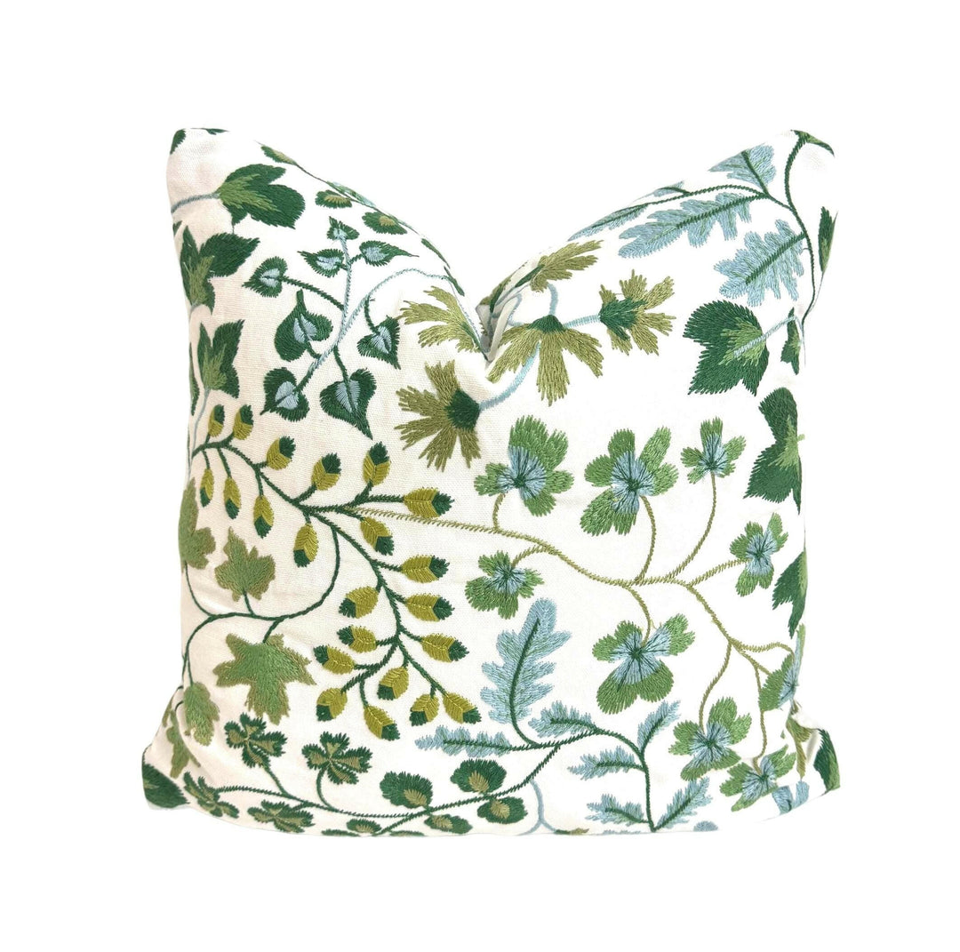 Harlequin - Onni - First Light / Clover - Floral Embroidery100% cotton Designer Cushion Cover - Luxury Throw Pillow - Handmade Home Decor.