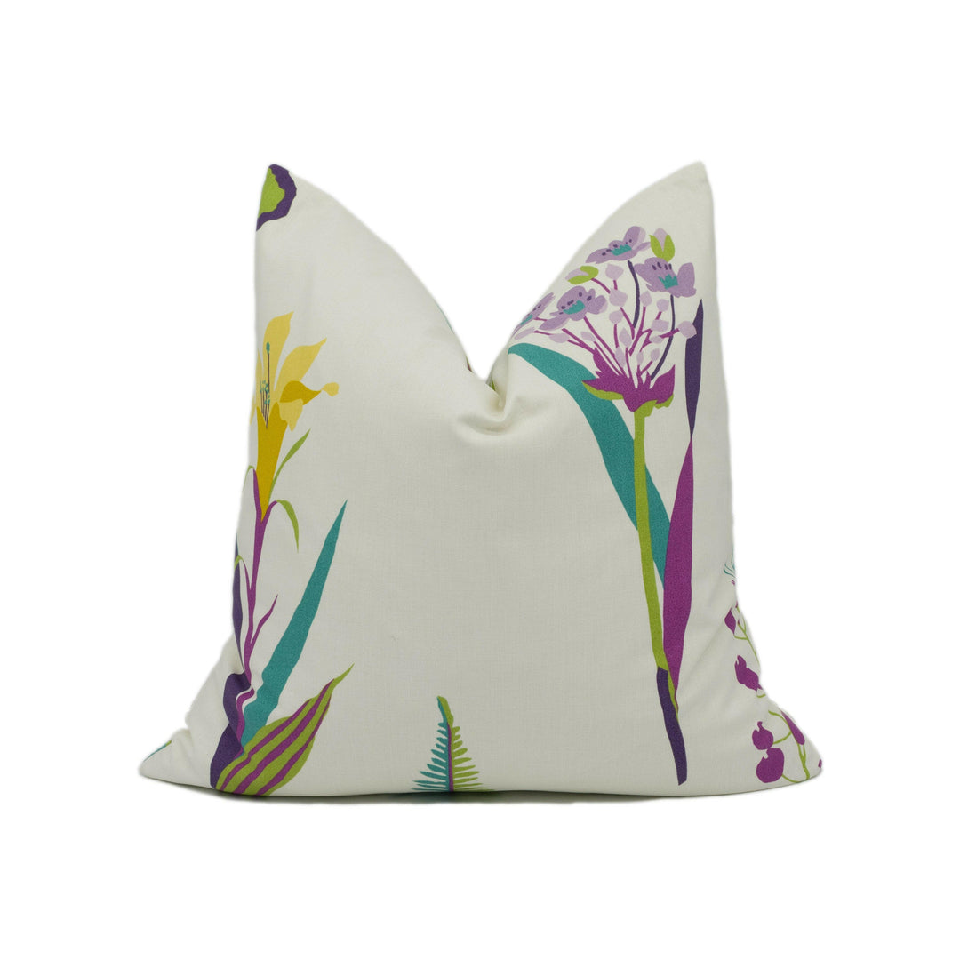 Sanderson - Floral Bazaar - Fig / Multi - Bright Minimalist Floral Cushion Cover - Handmade Throw Pillow - Designer Home Décor.