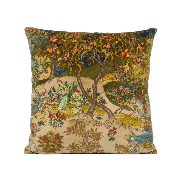 GP & J Baker - Ramayana Velvet - Indigo / Red - Rich Nuanced Indienne Inspired Designer Velvet Cushion Cover - Luxury Handmade Home Decor.