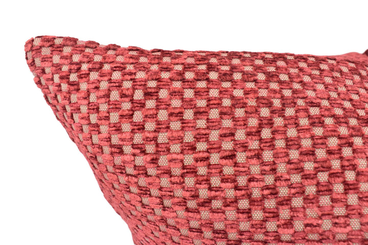 Colefax and Fowler - Quadretto - Red - Luxurious Slubby Chenille Cushion Cover - Alluring Soft Velvet Throw Pillow - Custom Designer Pillow.