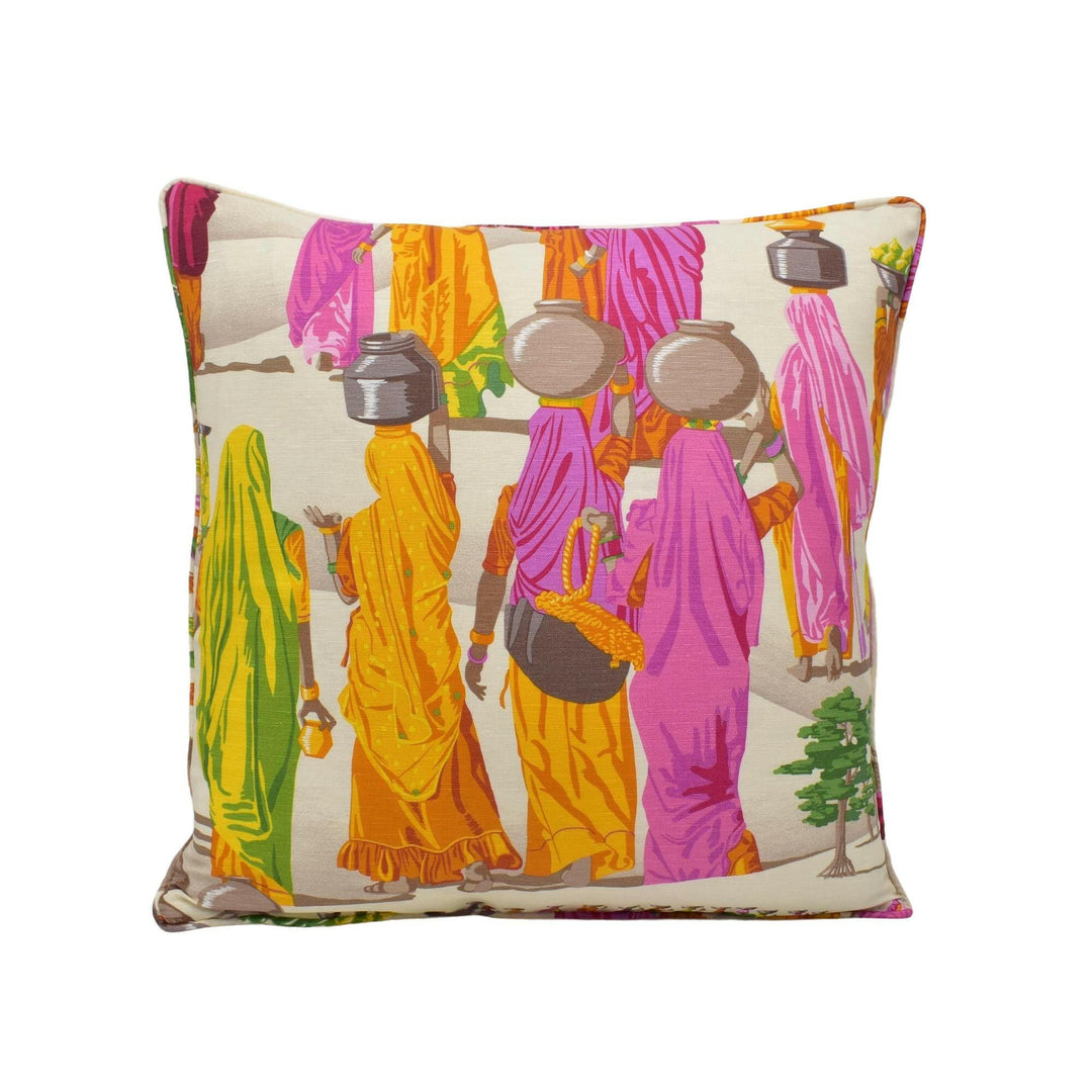 Manuel Canovas - Sari - Fuchsia - Delightful Entrancing Indian Procession Designer Cushion Cover - Luxury Throw Pillow - Handmade Home Decor.
