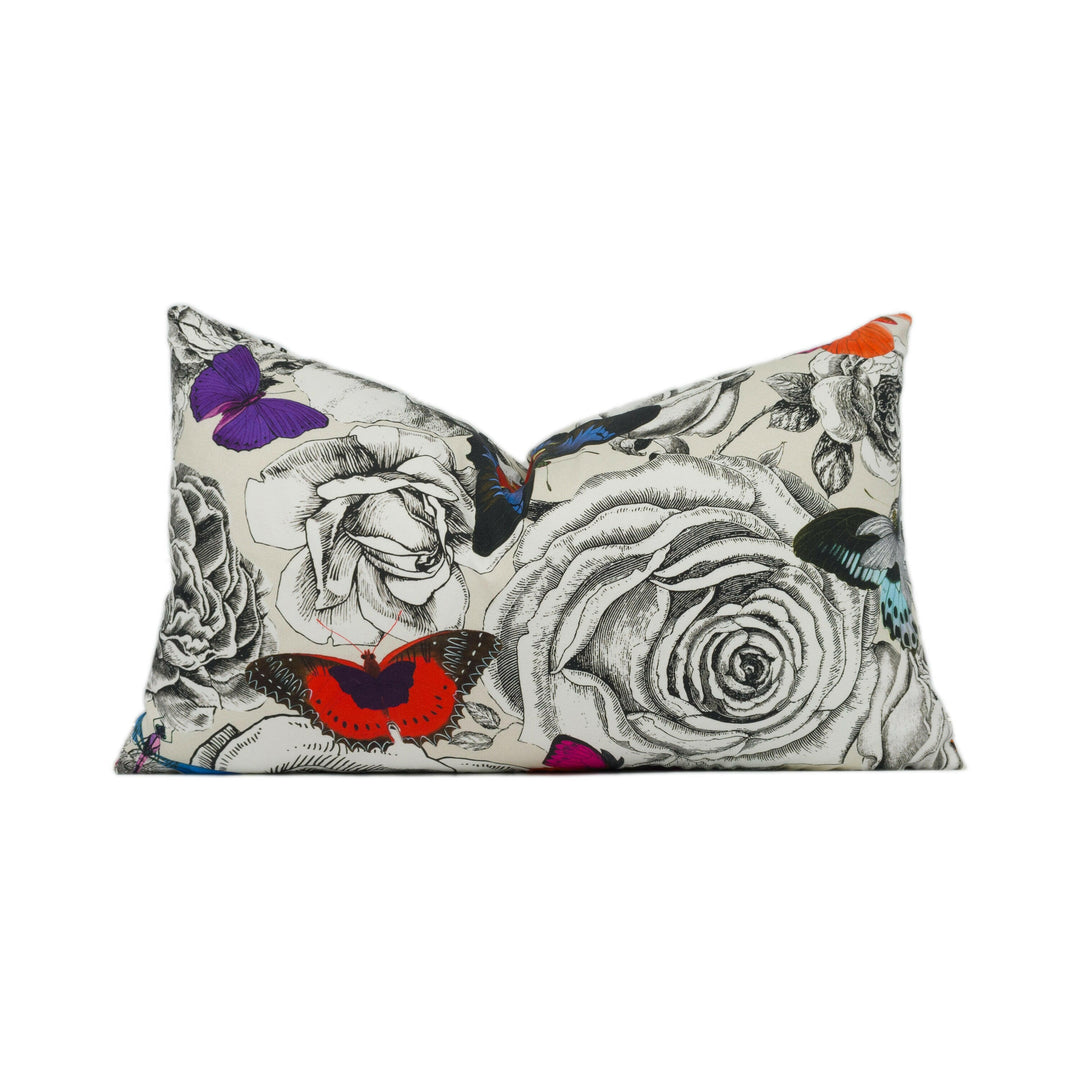 Osborne & Little - Butterfly Garden - Multi - Bright Bold Floral Cushion Cover - Handmade Throw Pillow - Designer Home Décor.