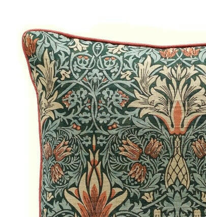 William Morris - Snakeshead - Thistle / Russet  - Contrast Piped Stunning Designer Cushion Cover Interior Design Home Decor Pillow Throw.