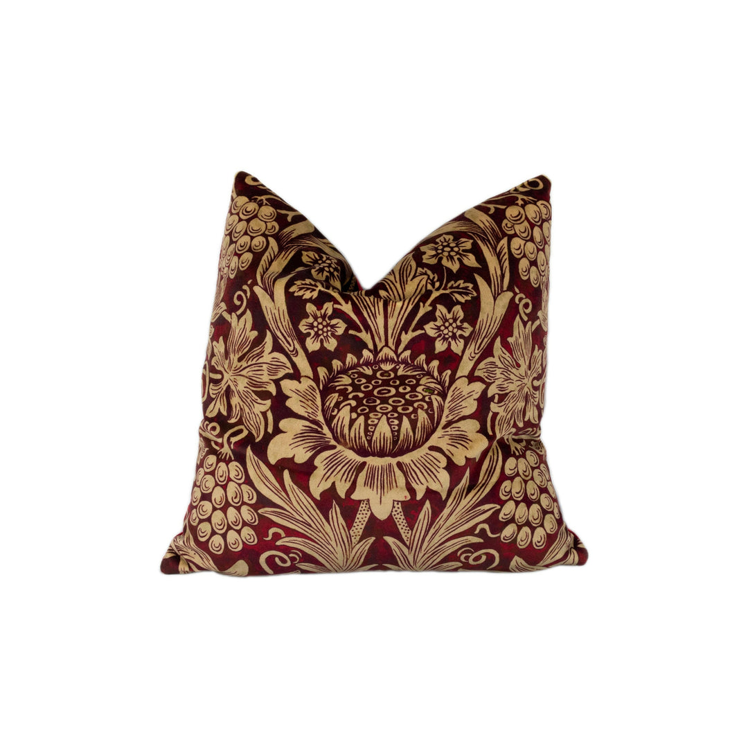 William Morris - Sunflower Velvet - Kermes / Birch - Cushion Cover Throw Pillow Designer Home Decor.