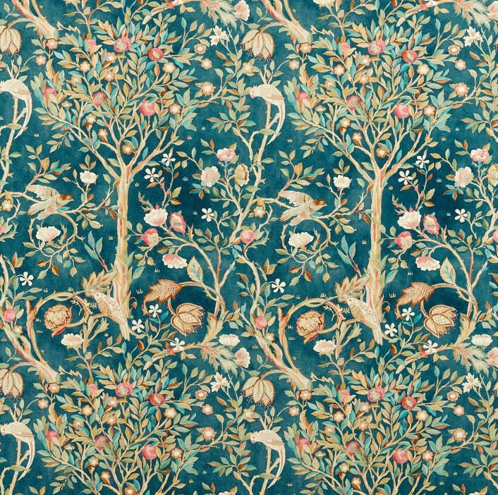 William Morris - Melsetter - Indigo - Beautiful Fresco Floral Designer Cushion Cover - Luxury Throw Pillow - Handmade Home Decor.